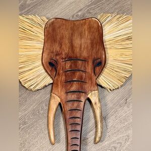 Crane baby handcrafted elephant wall decor safari animal wooden wood unique wall